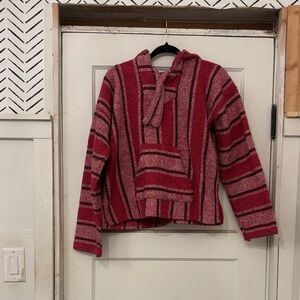 Cozy Striped Hooded Sweater in Red and Pink